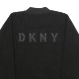 DKNY Womens Black Sport Jacket S Polyester Zip Bomber Casual Striped Trim