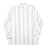 DINO CARINO Mens White & Light Blue Striped Shirt M Cotton Blend Button Collar
