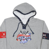 ATTICA Mens Grey Hockey Logo Pullover Hoodie L Lace-Up Neck Sports Sweatshirt
