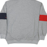 ATTICA Mens Grey Hockey Logo Pullover Hoodie L Lace-Up Neck Sports Sweatshirt