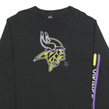 MAJESTIC Mens Black Graphic Long Sleeve Crew Neck T-Shirt L Viking Logo