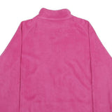 REEBOK Womens Pink & Black Zip Jacket L Polyester Blend Fleece Casual Activewear