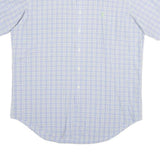 RALPH LAUREN Mens Blue & Cream Check Short Sleeve Shirt L Classic Fit Cotton
