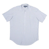 RALPH LAUREN Mens Blue & Cream Check Short Sleeve Shirt L Classic Fit Cotton
