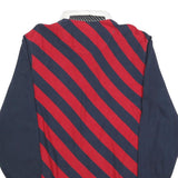 OLD NAVY Mens Blue & Red Striped Long Sleeve Rugby Polo Shirt L Casual Cotton