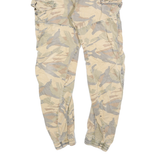 FSBN Mens Cotton Blend Beige Camouflage Slim Cargo Trousers W30 L30 Casual Urban