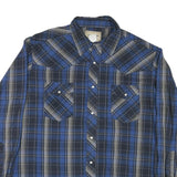 WRANGLER Mens Blue & Grey Plaid Western Shirt L Cotton Blend Classic Fit
