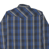 WRANGLER Mens Blue & Grey Plaid Western Shirt L Cotton Blend Classic Fit