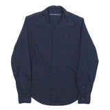 RALPH LAUREN SPORT Womens Blue Slim Shirt S Classic Embroidered Logo Button