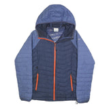 COLUMBIA Womens Blue & Navy Hooded Zip Jacket S Polyester Outdoor Casual Warm