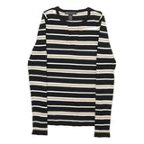 INTERNATIONAL CONCEPTS Womens Black & Gold Striped Plain Crew Neck Rib Knit S