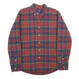 RALPH LAUREN Mens Red & Navy Check Shirt L Button-Down Collar Cotton Casual