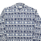 VINCI Mens Blue & White Pattern Shirt M Cotton Blend Long Sleeve Casual