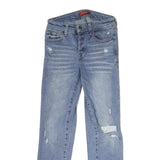 GUESS JEANS Mens Slim Blue Denim Light W26 L29 Distressed Casual Jeans
