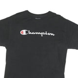 CHAMPION Mens Black L Graphic T-Shirt Short Sleeve Crew Neck Logo Cotton Blend