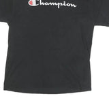 CHAMPION Mens Black L Graphic T-Shirt Short Sleeve Crew Neck Logo Cotton Blend