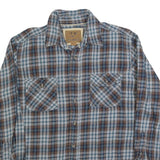 OUTDOOR LIFE Mens Blue & Brown Check Shirt L Cotton Blend Long Sleeve Button