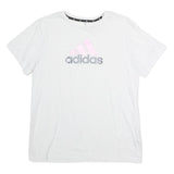 ADIDAS Womens White Crew Neck Graphic T-Shirt M Short Sleeve Cotton Casual