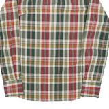 Mens Green Red White Cotton Blend Check Shirt XS Casual Button Front