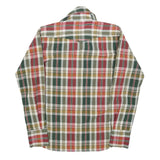 Mens Green Red White Cotton Blend Check Shirt XS Casual Button Front