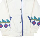Womens White Blue Turquoise & Purple Geometric Pattern Zip Jacket XL Polyester