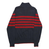 TOMMY HILFIGER Mens Blue & Red Patterned Pullover Jumper Crew Neck Cotton L