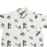 COLEMAN Mens White Cotton Casual Shirt L Printed Camping Outdoors