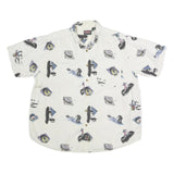 COLEMAN Mens White Cotton Casual Shirt L Printed Camping Outdoors