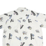 COLEMAN Mens White Cotton Casual Shirt L Printed Camping Outdoors