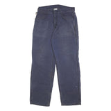 CARHARTT Mens Cotton Blend Blue Regular Straight Trousers W32 L32 Workwear Zip