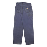 CARHARTT Mens Cotton Blend Blue Regular Straight Trousers W32 L32 Workwear Zip