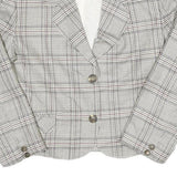 Womens Grey & White Check Button Jacket UK 8 Cotton Blend Classic Tailored