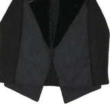 MALVIN Womens Black Cotton Blend Knit Jacket S Faux Fur Collar Open Front