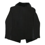 MALVIN Womens Black Cotton Blend Knit Jacket S Faux Fur Collar Open Front
