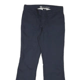 DICKIES Womens Cotton Blend Navy Regular Fit Bootcut Trousers W32 L29 Workwear