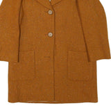 Womens Orange Wool Blend Classic Jacket M Tweed Button Closure Pockets