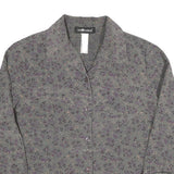 SAG HARBOUR Womens Grey Purple Floral Printed Shirt Long Sleeve Collared M