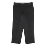 DICKIES Mens Black Regular Fit Straight Trousers W36 L29 Cotton Blend Zip