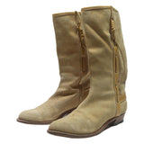 Womens Beige Suede Cowboy Boots UK 6 Classic Western Mid Calf Comfortable