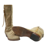 Womens Beige Suede Cowboy Boots UK 6 Classic Western Mid Calf Comfortable