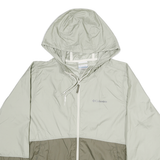 COLUMBIA Womens Grey & Brown Lightweight Nylon Hooded Jacket M Zip Casual