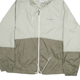 COLUMBIA Womens Grey & Brown Lightweight Nylon Hooded Jacket M Zip Casual