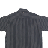 DICKIES Mens Black & White Striped Cotton Shirt L Workwear Button Pocket