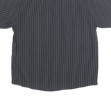 DICKIES Mens Black & White Striped Cotton Shirt L Workwear Button Pocket