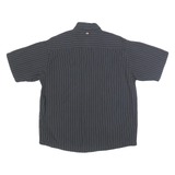 DICKIES Mens Black & White Striped Cotton Shirt L Workwear Button Pocket