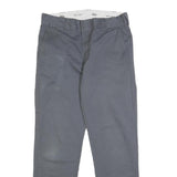 DICKIES Mens Cotton Blend Slim Grey Trousers W30 L29 Workwear Casual Zip
