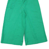 ELA Womens Linen Blend Green Relaxed Wide-Leg Trousers W26 L19 Summer Comfort