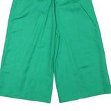 ELA Womens Linen Blend Green Relaxed Wide-Leg Trousers W26 L19 Summer Comfort