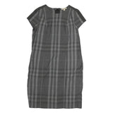 BURBERRY BRIT Womens Grey Check Day Dress Polyester Short Sleeve UK 12