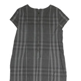 BURBERRY BRIT Womens Grey Check Day Dress Polyester Short Sleeve UK 12